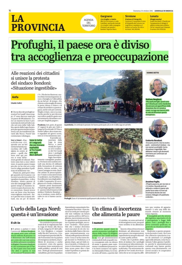 Anfo Profughi Giornale di Brescia